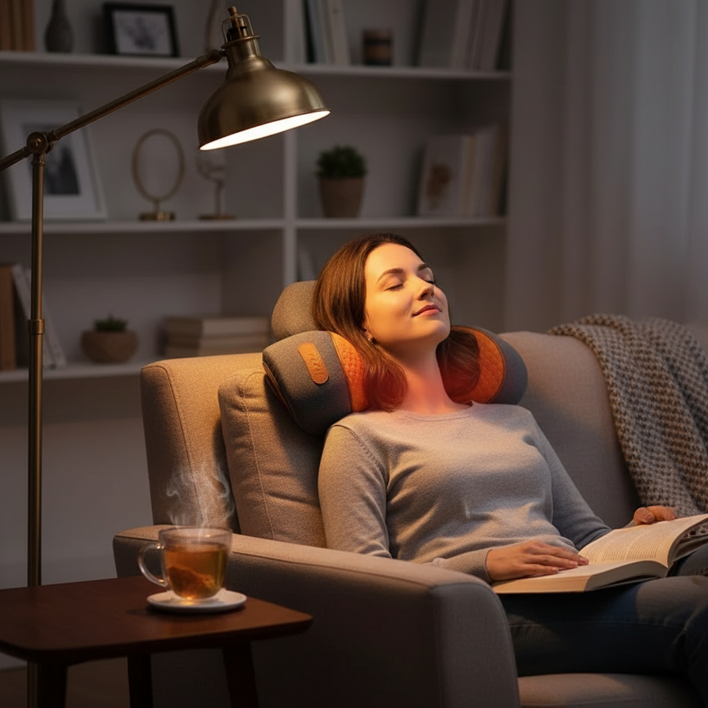 Electric Neck Massager Cervical Pillow Hot Compress Neck Stretch Heating Vibration Neck Shoulder Massage Pillow Back Traction