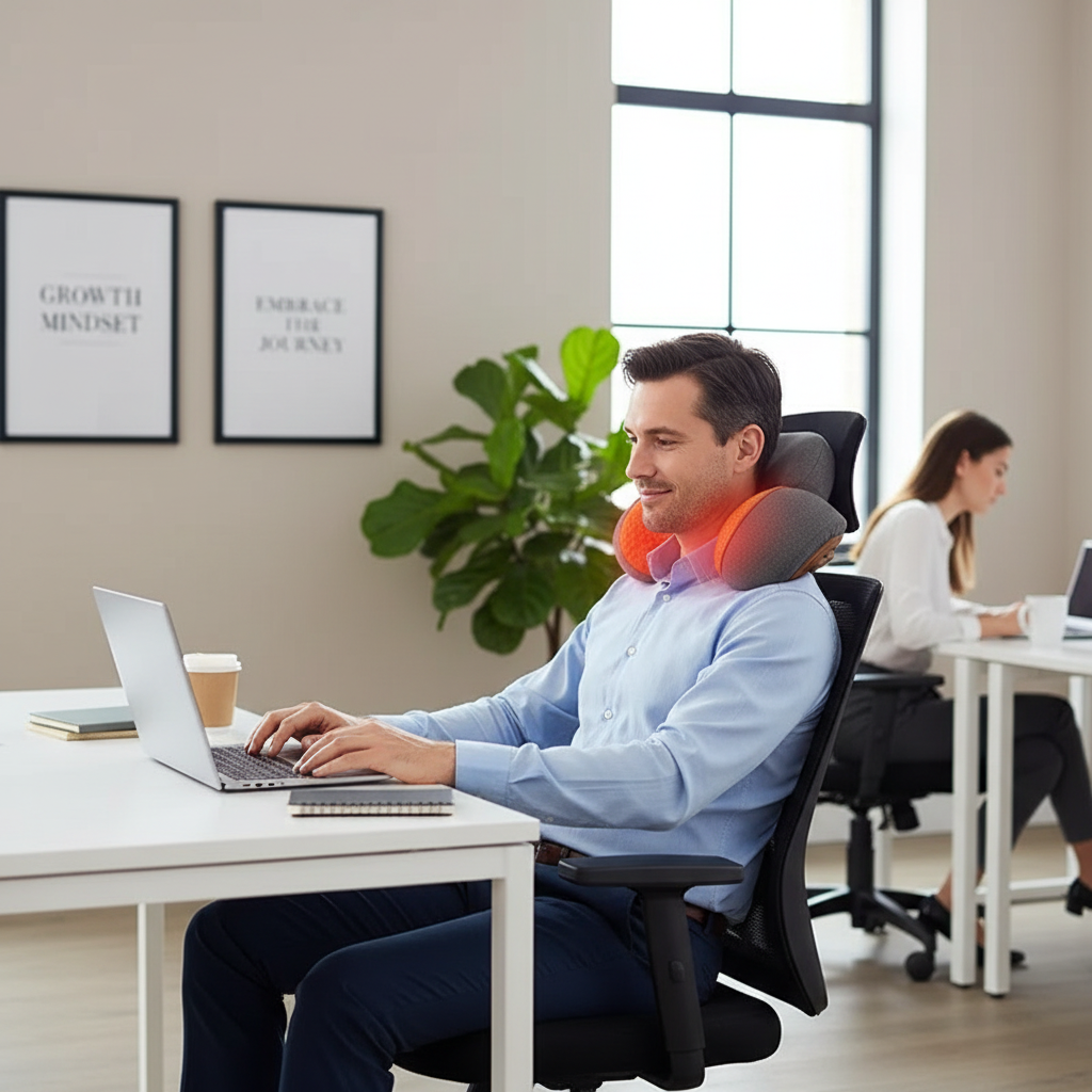 Electric Neck Massager Cervical Pillow Hot Compress Neck Stretch Heating Vibration Neck Shoulder Massage Pillow Back Traction